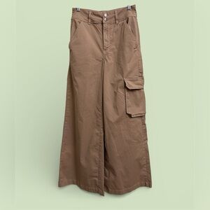 Veronica Beard Belisa High-Rise Brown Wide-Leg Cargo Pants, size 28